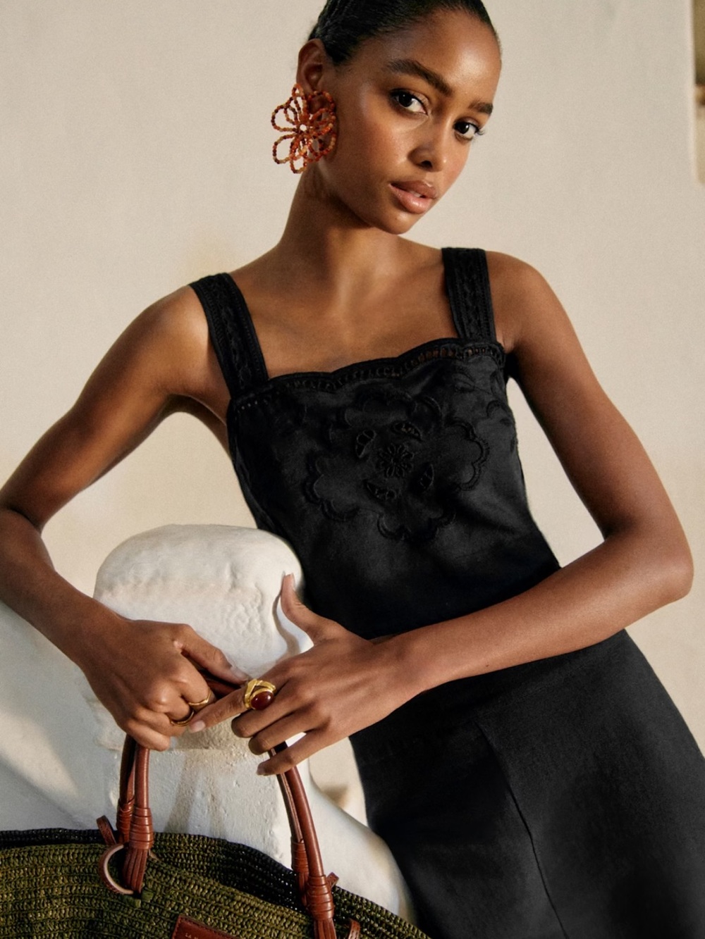 Sézane - Marga Blouse - Size 34/2 - Black Embroidery
